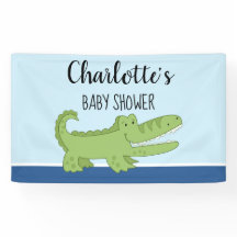 Alligator Jongen Baby Shower Groen Blauw Uithangbo