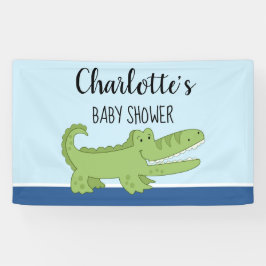 Alligator Jongen Baby Shower Groen Blauw Uithangbo Spandoek