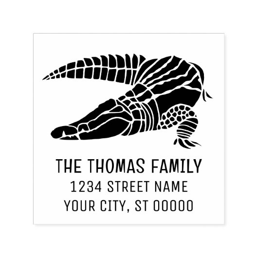 Alligator Kaaiman Naam Retouradres Zelfinktende Stempel (Design)