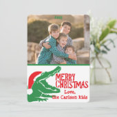 Alligator kerst, aangepast fotokaart feestdagenkaart (Staand voorkant)