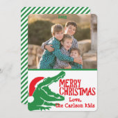 Alligator kerst, aangepast fotokaart feestdagenkaart (Voorkant / Achterkant)