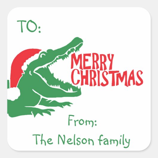 Alligator Kerst aangepaste sticker (Voorkant)