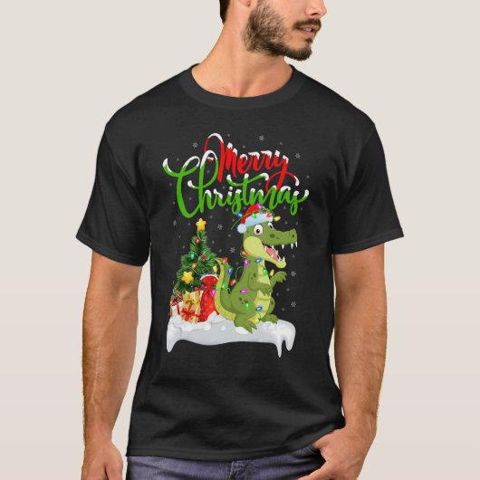 Alligator Kerst Decoraties Kerstman Alligator Kers T-shirt (Voorkant)