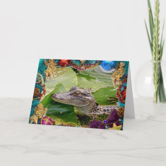 Alligator Kerst Kaart (Voorkant)