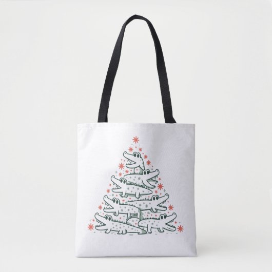 Alligator Kerstboom Grappige Krokodil Florida Tote Bag (Voorkant)