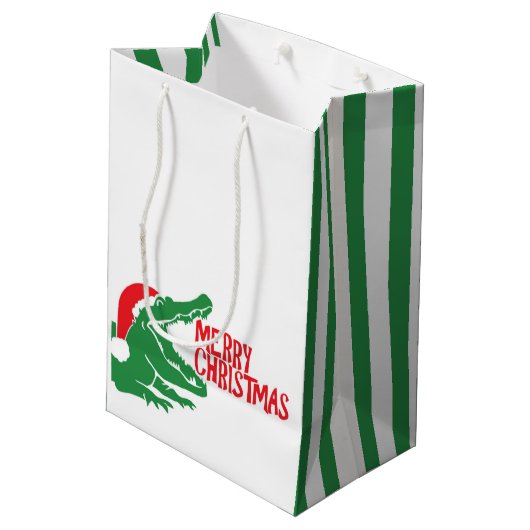 Alligator kerstcadeau tas medium cadeauzakje (Achterkant Gekanteld)