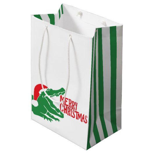 Alligator kerstcadeau tas medium cadeauzakje (Voorkant Gekanteld)