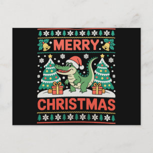 Alligator Kerstman Hoed Horrortrui Kerstboom Feestdagenkaart