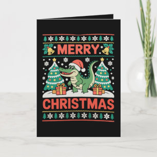 Alligator Kerstman Hoed Horrortrui Kerstboom Kaart