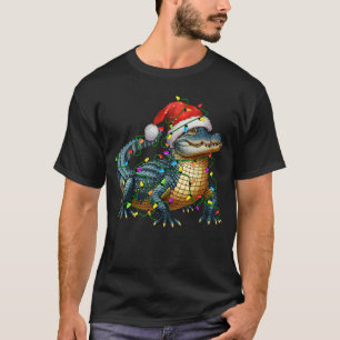 Alligator Kerstman Kerstboom Verlichting Kerstmis  T-shirt