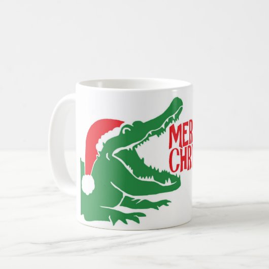 Alligator kerstmis mok (Voorkant links)