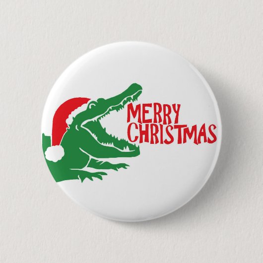 Alligator kerstmis ronde button 5,7 cm (Voorkant)