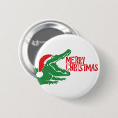Alligator kerstmis ronde button 5,7 cm (Voorkant /achterkant)
