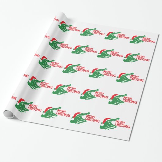Alligator kerstpapier cadeaupapier (Uitgerold)