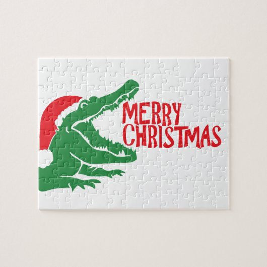 Alligator kerstpuzzel legpuzzel (Horizontaal)