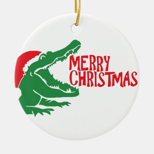 Alligator kerstversiering keramisch ornament (Voorkant)