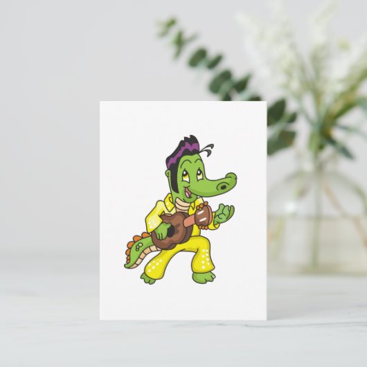 Alligator King met Guitar T-shirts en Gifts Briefkaart (Staand voorkant)