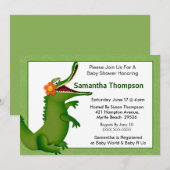 Alligator/krokodil Baby shower Uitnodiging (Voorkant / Achterkant)