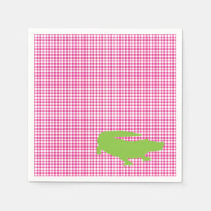 Alligator Krokodil Roze Groen Preppy Leuk Servet
