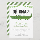 Alligator Krokodil Verjaardagsfeest Uitnodiging (Voorkant / Achterkant)