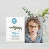 Alligator krokodillenballon Kind verjaardagsfoto Kaart (Staand voorkant)