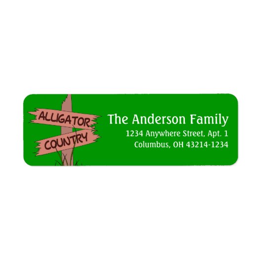 Alligator Land Sign Dierenretour Adres Label (Voorkant)