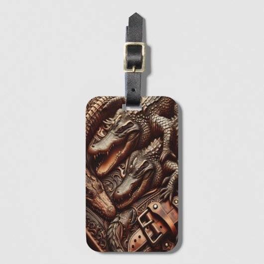 Alligator lederen snijwerk bagagelabel (Voorkant (verticaal))