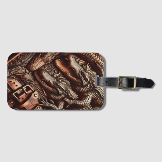 Alligator lederen snijwerk bagagelabel (Voorkant (horizontaal))