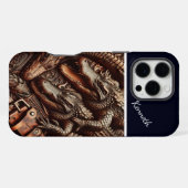 Alligator Leer Snijwerk iPhone Hoesje (Achterkant horizontaal)