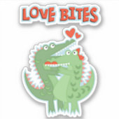 Alligator Liefde Bites Valentijn Sticker (Voorkant)