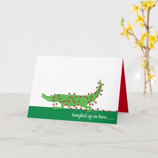 Alligator Liefde Valentijn Kaart (Gele Bloem)