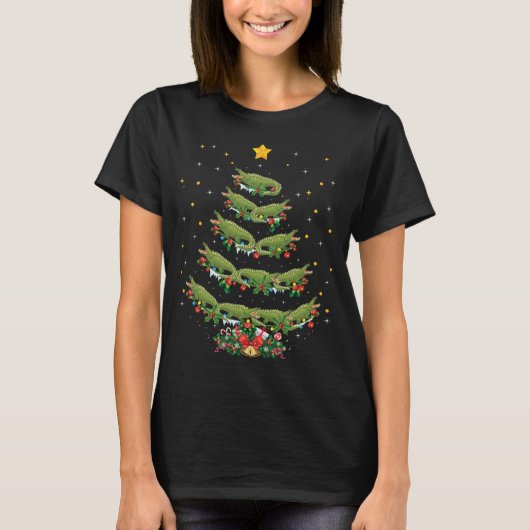 Alligator Lover Xmas Gift Alligator kerstboom T-shirt (Voorkant)