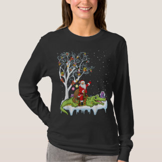 Alligator Lover Xmas Gift Santa Riding Alligator C T-shirt