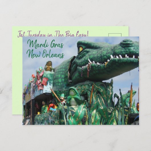Alligator Mardi Gras Float Briefkaart (Voorkant / Achterkant)