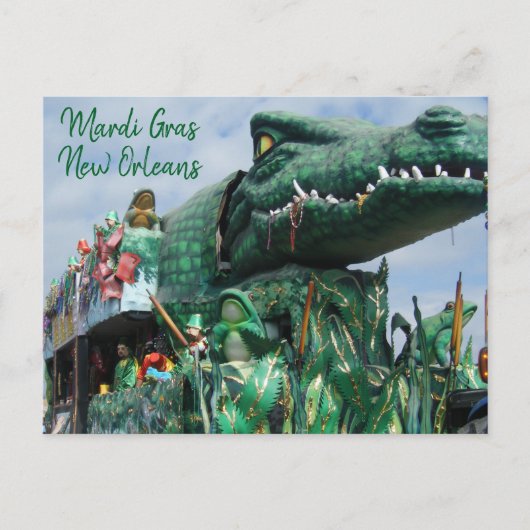 Alligator Mardi Gras Float Briefkaart (Voorkant)