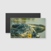 Alligator met bloem Valentijns Magnetische Kaart (Voorkant / Achterkant)