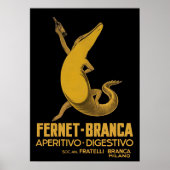 Alligator met Drink, Italiaanse  drank Poster (Voorkant)