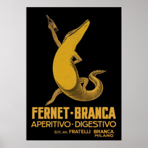 Alligator met Drink, Italiaanse drank Poster