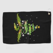 Alligator met kerstboomkoorts met loopvlakverlicht golfhanddoek (Horizontaal)