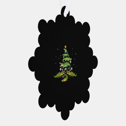 Alligator met kerstboomkoorts met loopvlakverlicht ornament kaart (Rechts)