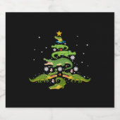 Alligator met kerstboomkoorts met loopvlakverlicht sparkling wijnetiket (Enkel label)