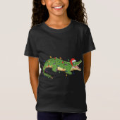 Alligator met kerstlampjes met Pet van Santa X T-shirt (Voorkant)