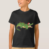 Alligator met kerstlampjes met Pet van Santa X T-shirt (Voorkant)