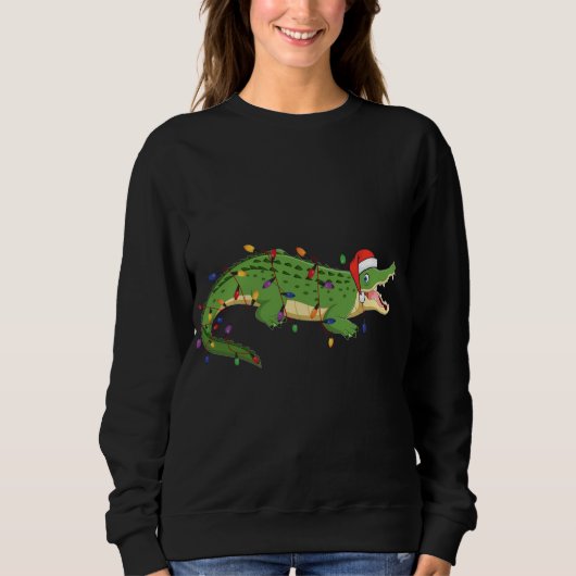 Alligator met kerstlampjes met Pet van Santa X Trui (Voorkant)