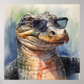 Alligator met zonnebril poster (Voorkant)