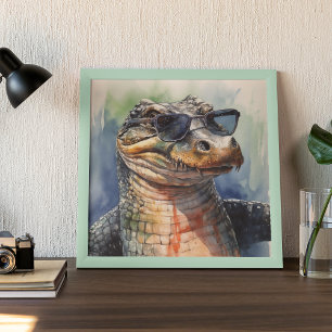 Alligator met zonnebril poster
