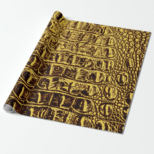 ALLIGATOR METALLIC GOLD CADEAUPAPIER (Uitgerold)