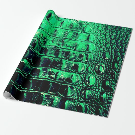 ALLIGATOR METALLIC GREEN CADEAUPAPIER (Uitgerold)