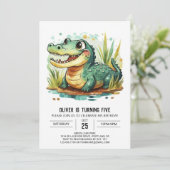 Alligator moderne krokodil verjaardag kaart (Staand voorkant)