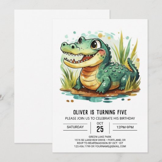 Alligator moderne krokodil verjaardag kaart (Voorkant / Achterkant)